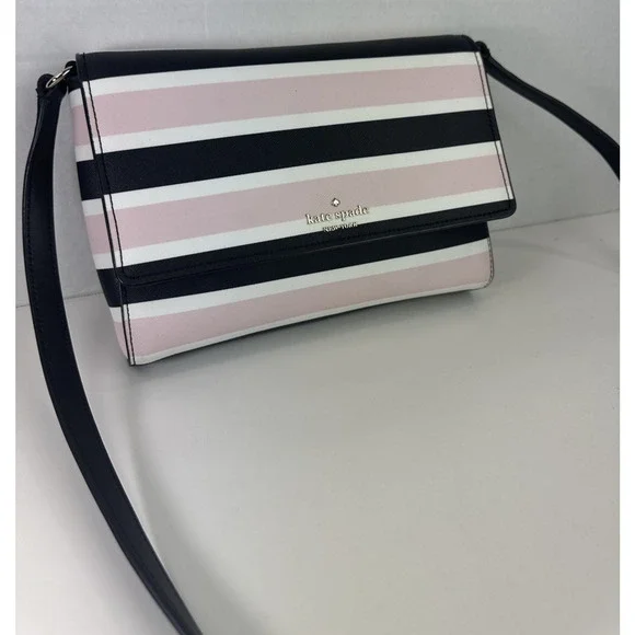 Kate Spade New York Cove Street Celebration Stripe Dody Crossbody in Pink EUC - Picture 12 of 14